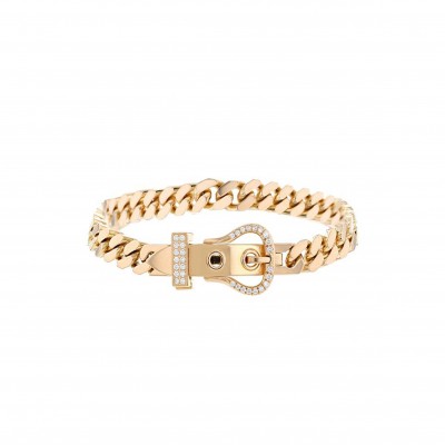 HERMÈS BOUCLE SELLIER MODEL BRACELET IN PINK GOLD AND DIAMONDS 